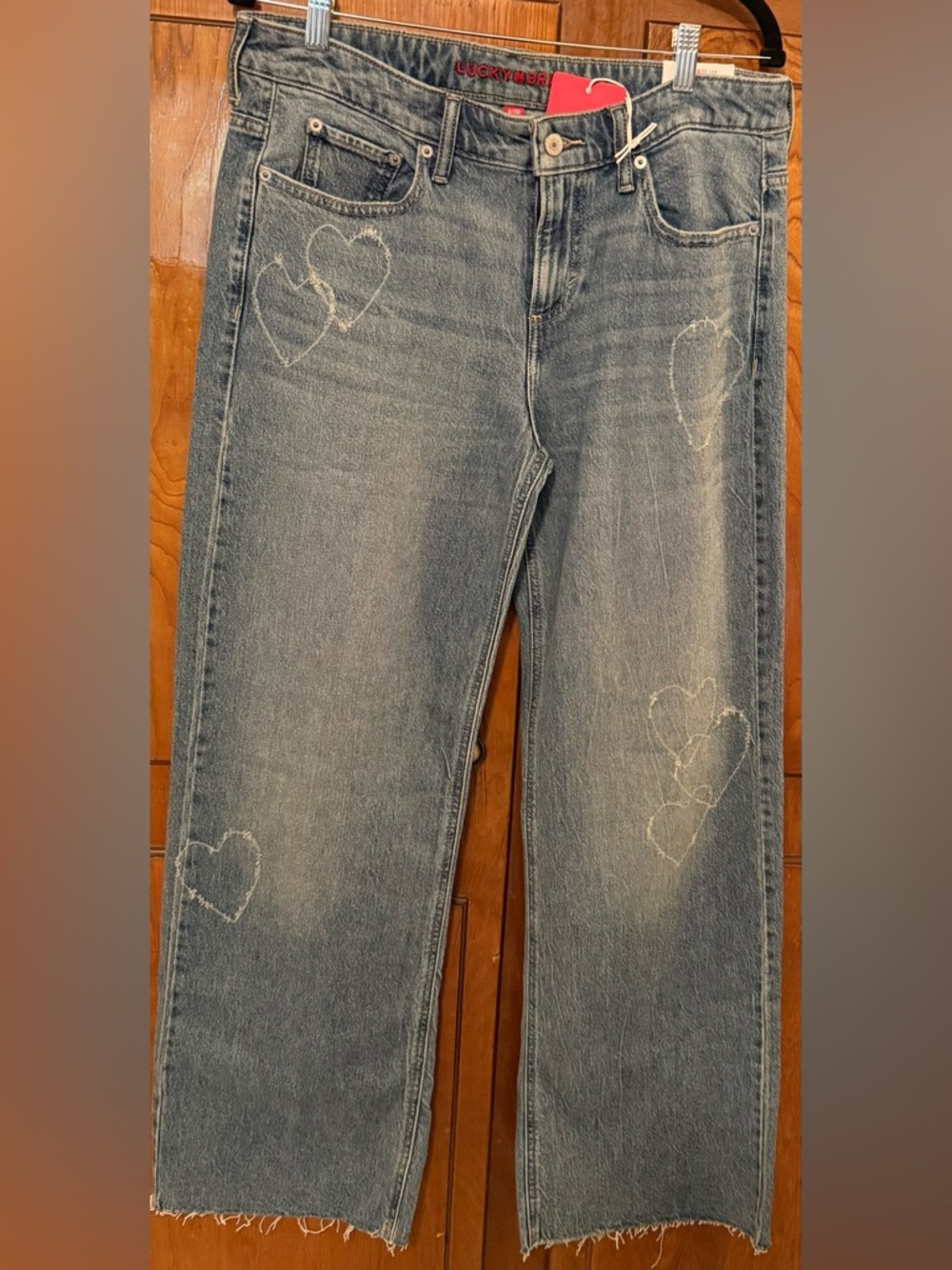 Lucky Baggy Wide-Leg Heart-Print Jeans - Picture 7 of 10